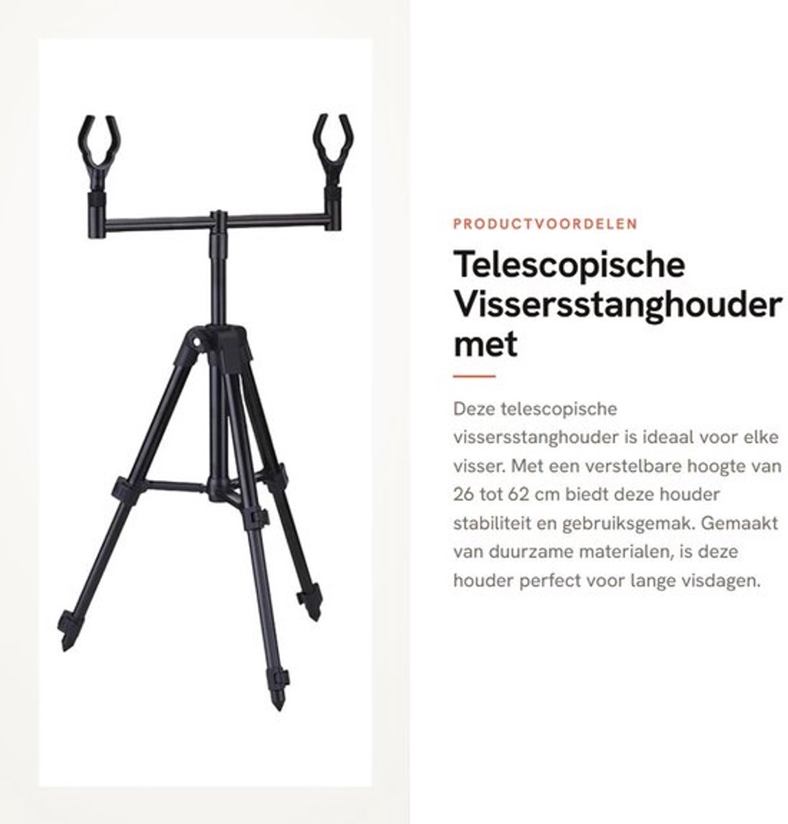 Vissersstanghouder Verstelbare Hoogte - Draagbaar Statief - Aluminiumlegering - Stabiel Tripod - 26-62cm Hoogte - Duurzaam en Lichtgewicht - Vissersstatief