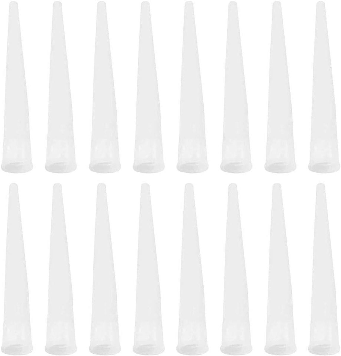 Kitspuit Mondstukken - Kit Mondstukken - Kitwerk Afwerken - Beschermkap tegen Uitharding - 100 stuks - Wit