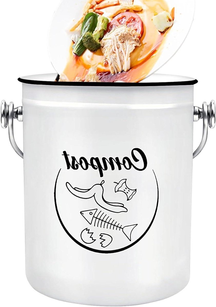 Compostbak Keuken - Afvalbak GFT - Voedselresten Verzamelen - Roestbestendig Ontwerp - 5 liter - Enkele Attribuut