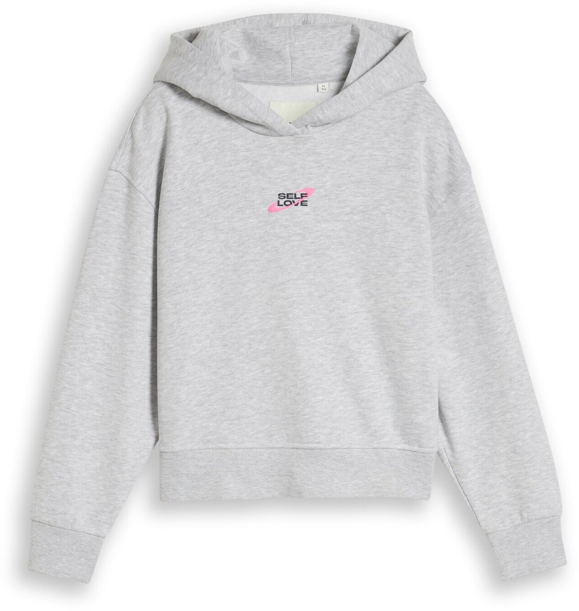 Tom Tailor - Oversized hoodie met print op de rug - Maat 176 - Light Stone Grey Melange