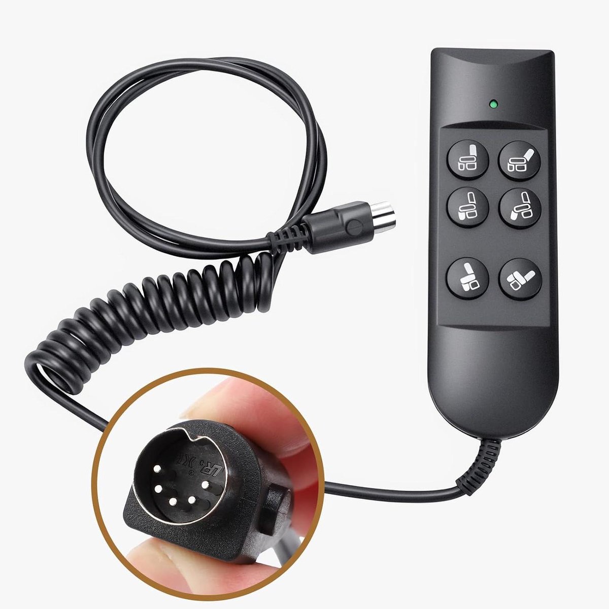 Afstandsbediening Bank - Kantelbediening Stoelcontroller - Elektrische Bank Bediening - 6 Toetsen Bediening - 5-polige Connector - Zwart