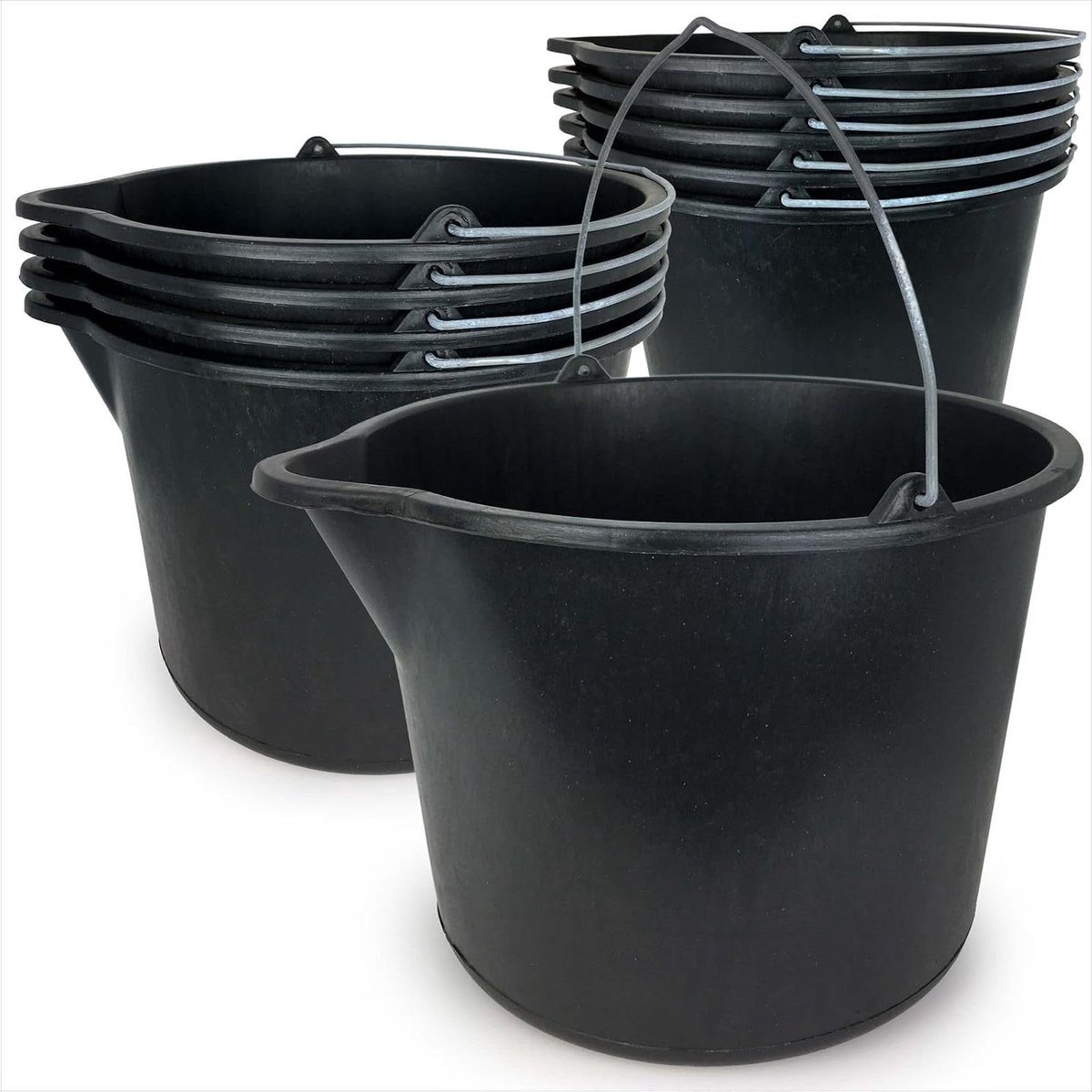 Bouwemmer 12 Liter - Morteremmer Tuinemmer - Bouwplaats Tuin - Met Schenktuit Schaal - 31x31x24 cm - Grijs