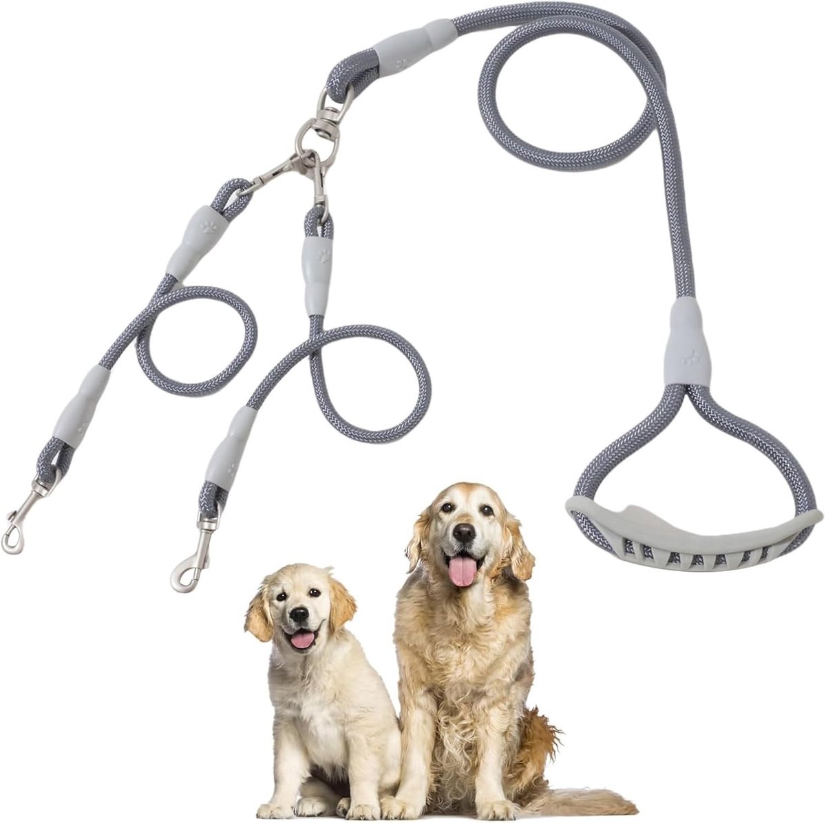 2-in-1 Hondenriem voor Meerdere Honden, Verstelbare Joggingriem van Nylon, Geschikt voor Middelgrote en Kleine Honden