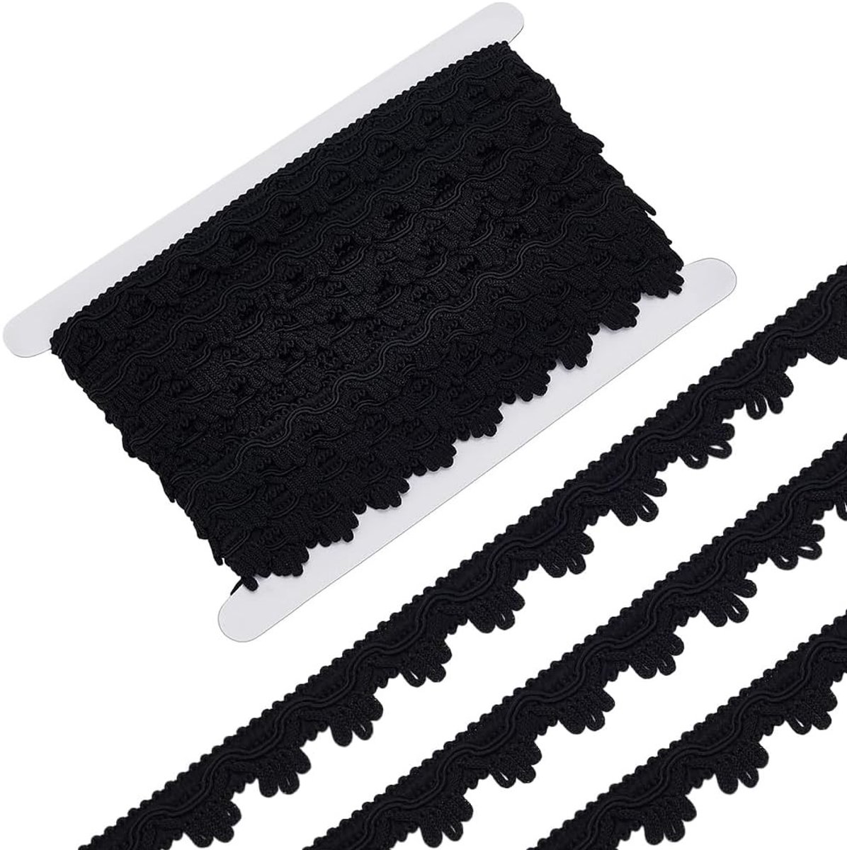 15.6 Yards/14.3M Zwarte Braid Lace Trim 22mm Breed met Franjes voor Kostuum, Handwerken en Kledingaccessoires