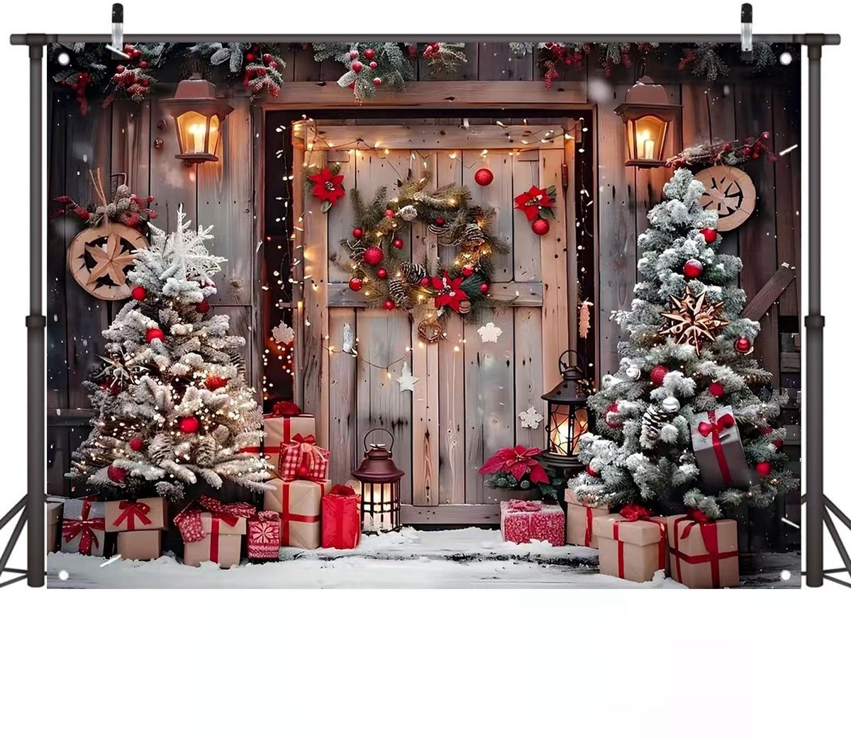 Omgoods - Fotobehang voor Winterlandschap 2.1x1.5m voor Feestdecoratie