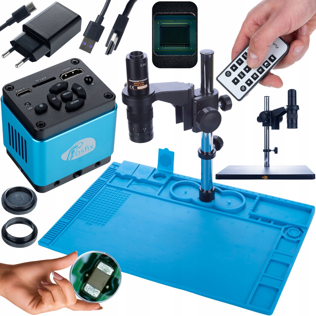 Rosfix Digitale Microscoop Set Earth Pro MCEP-0.5X - Camera Aquarius KMAP-HDMI-USBC 8,29MP - 7–45x