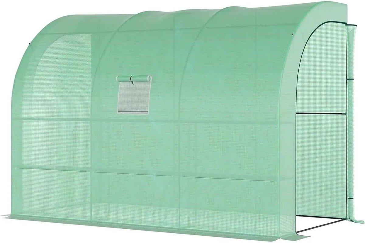 Kas met Vensters - Kweekkas Tuinkas - Groeiseizoen Verlengen - Oproldeur met Ritssluiting - 300x150x213cm - Transparant