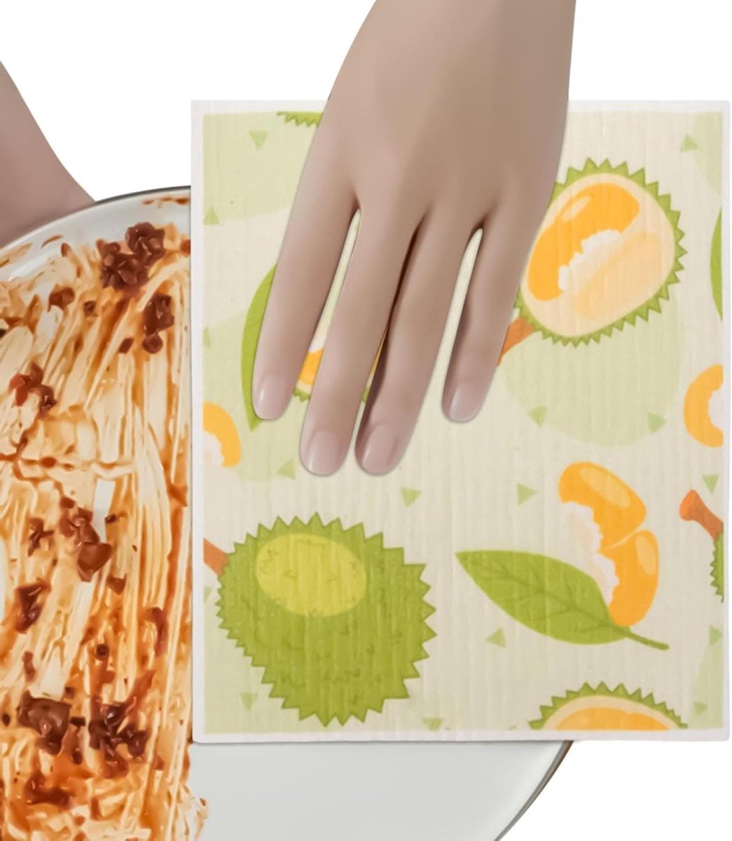 Keuken Afwasdoeken - Houtpulp Doeken - Schoonmaken aanrecht - Honingraatstructuur - 18.2 x 18.2 cm - Durian