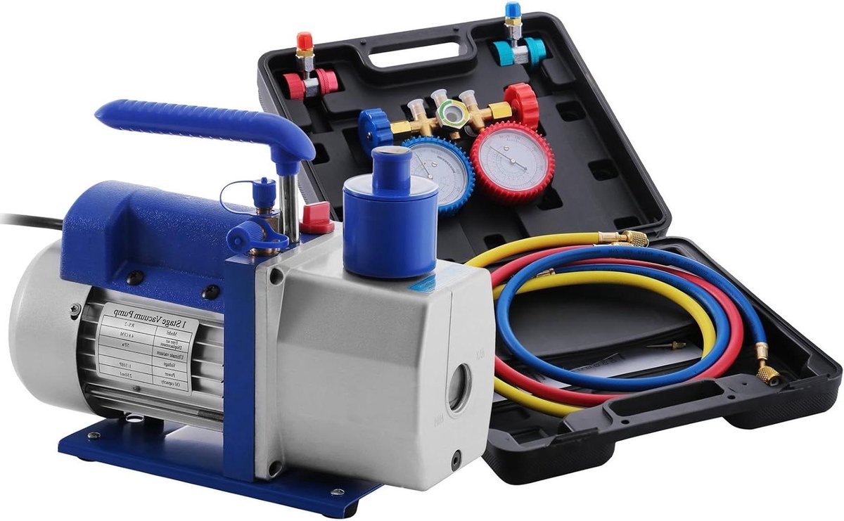 Vacuümpomp - Pompa Vuoto - Airco Onderhoud - Monostadio - 4.8 CFM - Zilver