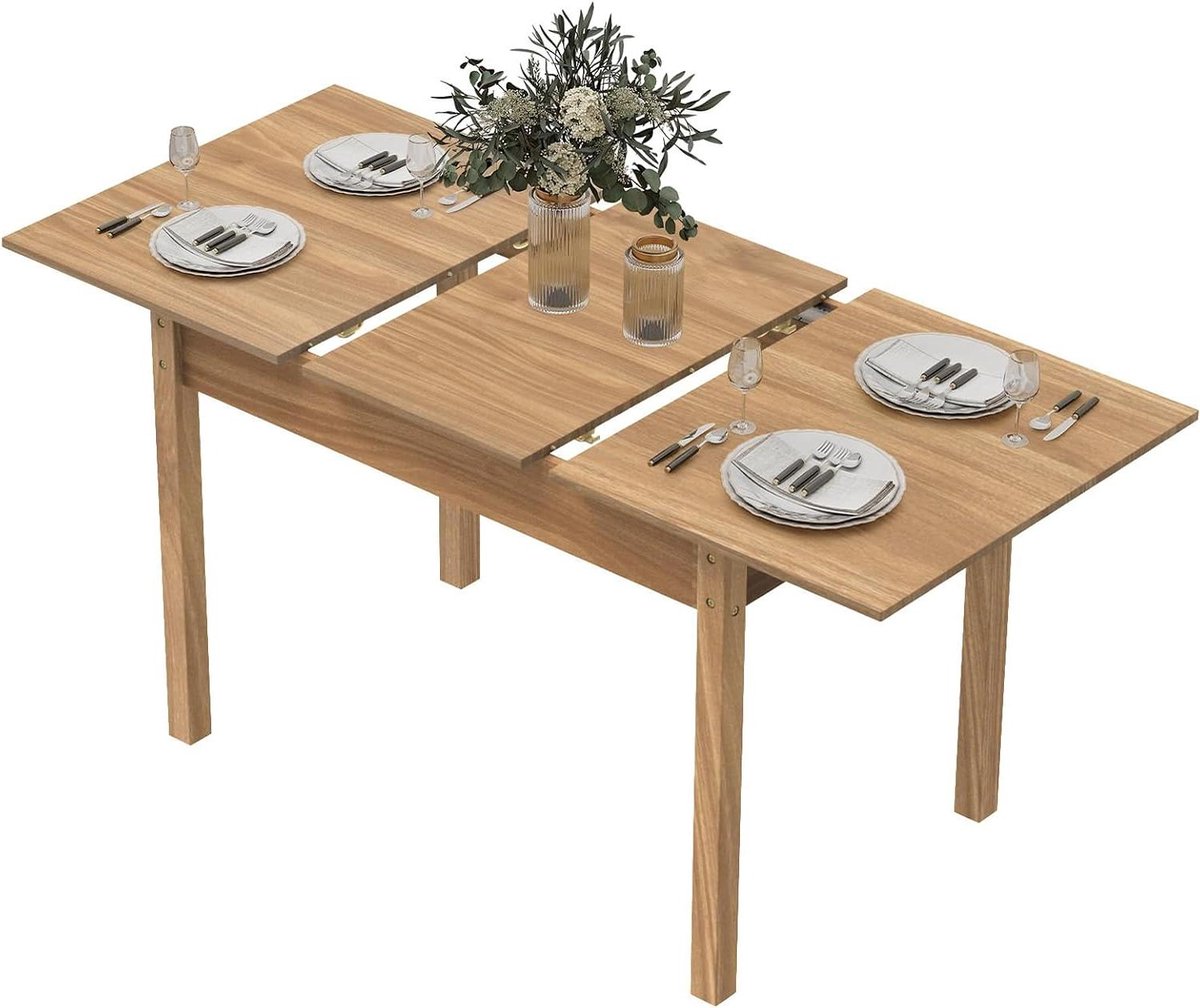 Houten uitschuifbare eettafel - Keukentafel verlengbaar - Gezellig dineren - Verstelbaar van 110 tot 150 cm