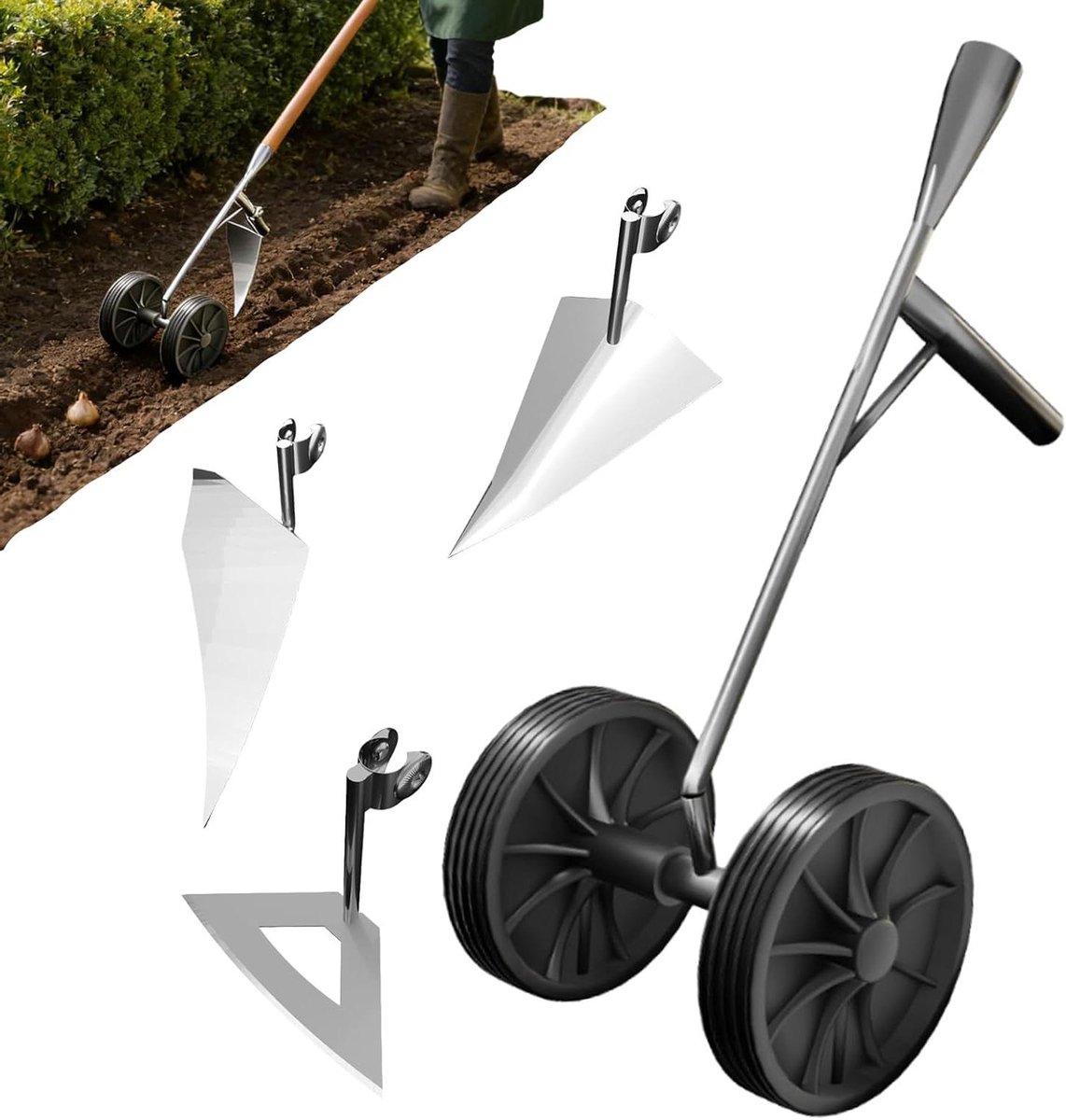 Handmatige Tuinhak - Bodemlosser Cultivator - Onkruid Wieden - Dubbele Wielen - 20 x 15 x 15 cm - Enkele Attribuut
