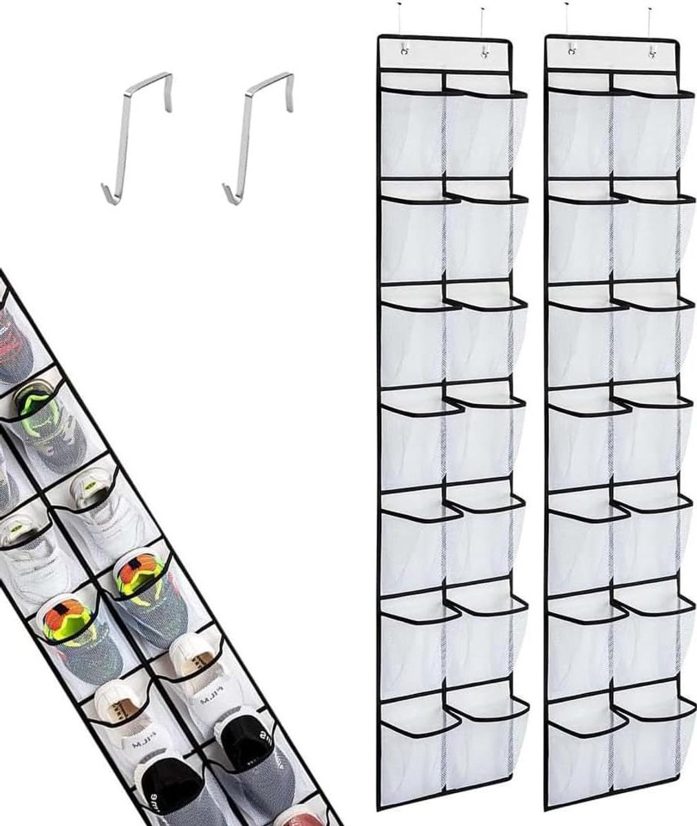 Deur Organizer - Hangende Opberger - Schoenen Opbergen - 12 Vakken - 145 x 30 cm - Wit