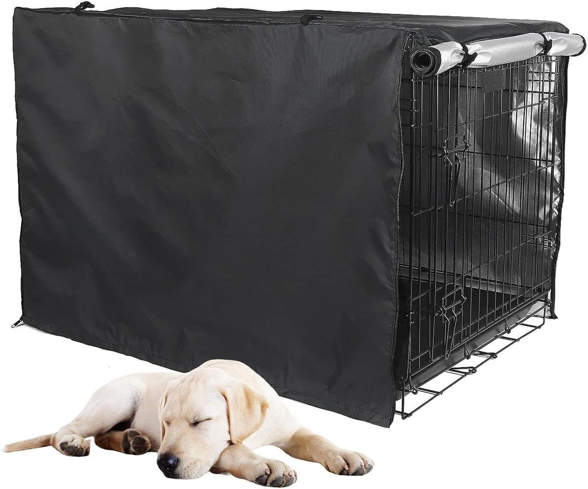 Hondenbench deken - Kennel hoes - Rustige ruimte creëren - Ademend raam ontwerp - 107 cm lengte - Zwart