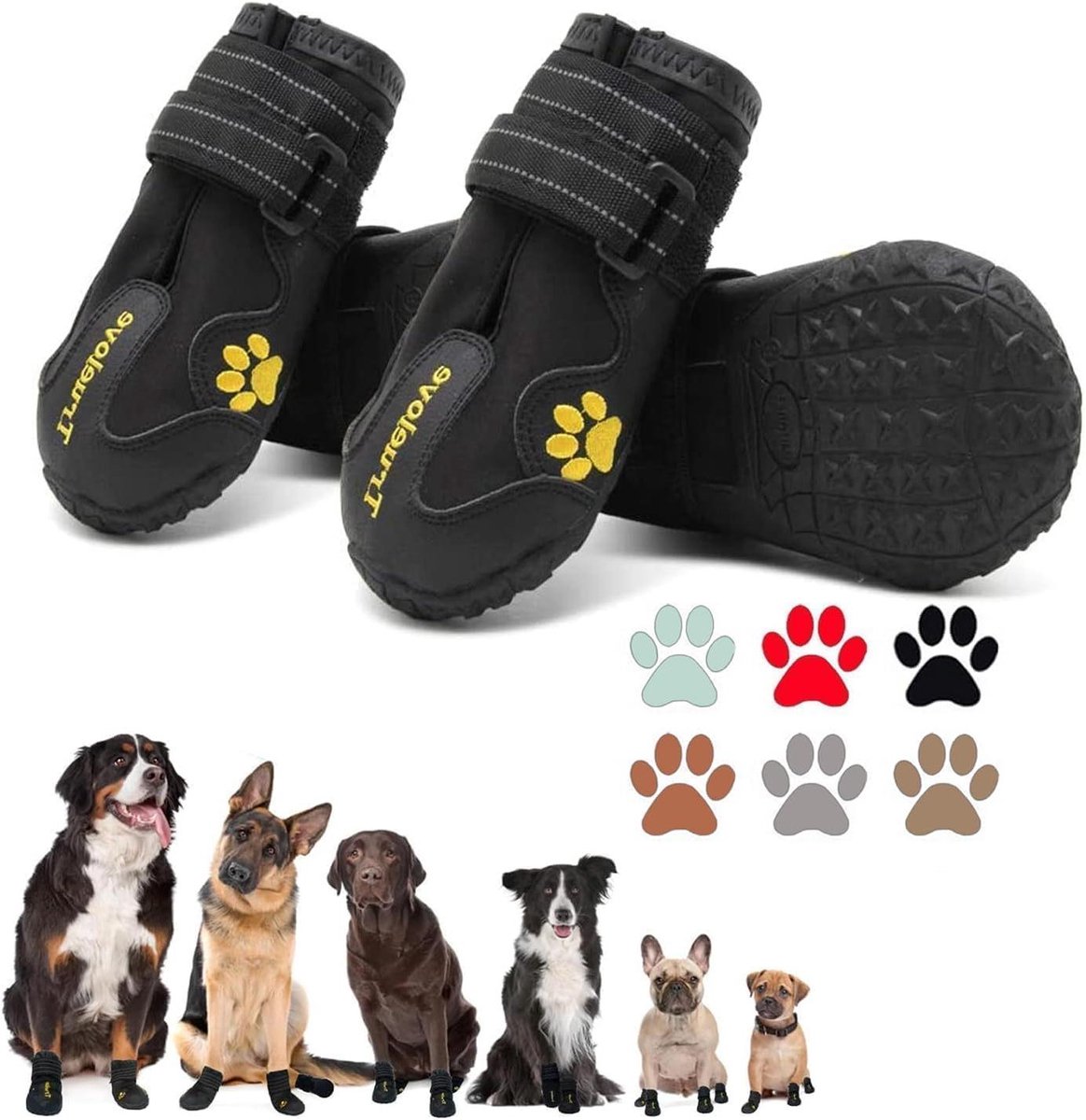 Hondenschoenen - Hondenlaarsjes Pootbeschermers - Bescherming Buiten - Waterdicht Reflecterend - Maat 3 - Zwart