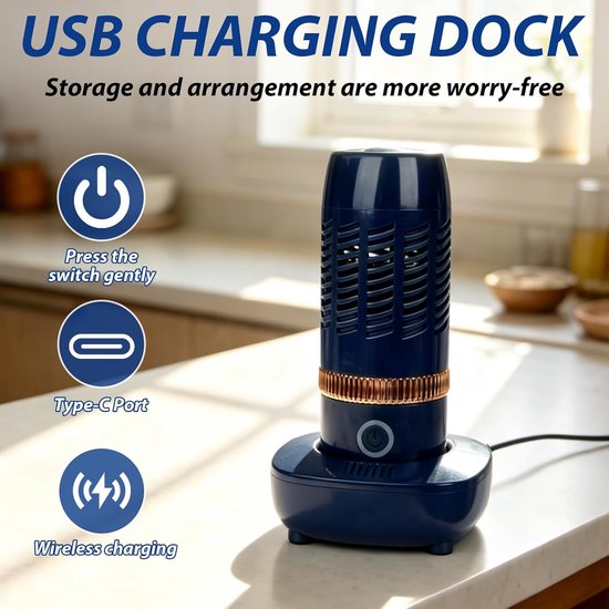 Pesticiden Reiniger - USB Oplaadbaar - Draagbare Groente en Fruitreiniger - Draadloos Groentewasser - Produce purifier - Groentereiniger - Verwijder Moeiteloos Bacteriën & Pesticiden - voor Het Reinigen van Fruit, Groenten en Vlees - 1200mAh — afbeelding 2