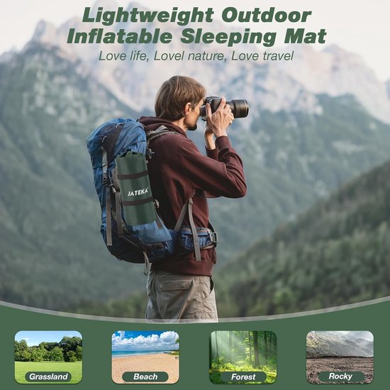 Campingmatras - Zelfopblazend met Voetpomp - Lichtgewicht Slaapmat met Kussen - Waterdicht - Voor Kamperen & Trekking — afbeelding 2