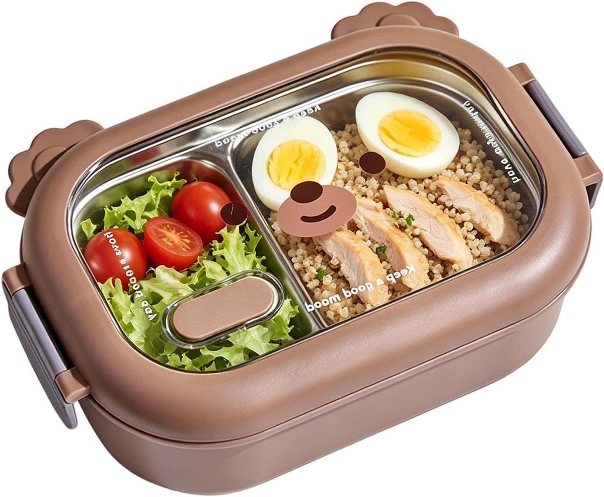 Roestvrijstalen Lunchbox - Meal Prep Kom - Maaltijden Meenemen - Gescheiden Vakken - 1 Liter - Niet gespecificeerd