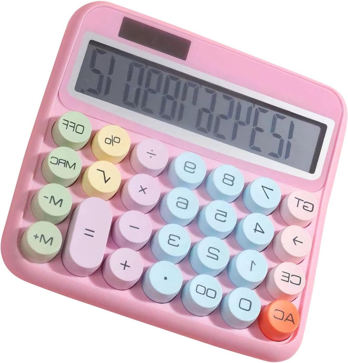 Bureaucalculator - Optelmachine Rekenmachine - Thuis School Werk - Grote Toetsen Kantelbaar Scherm - 12 Cijfer LCD - Roze