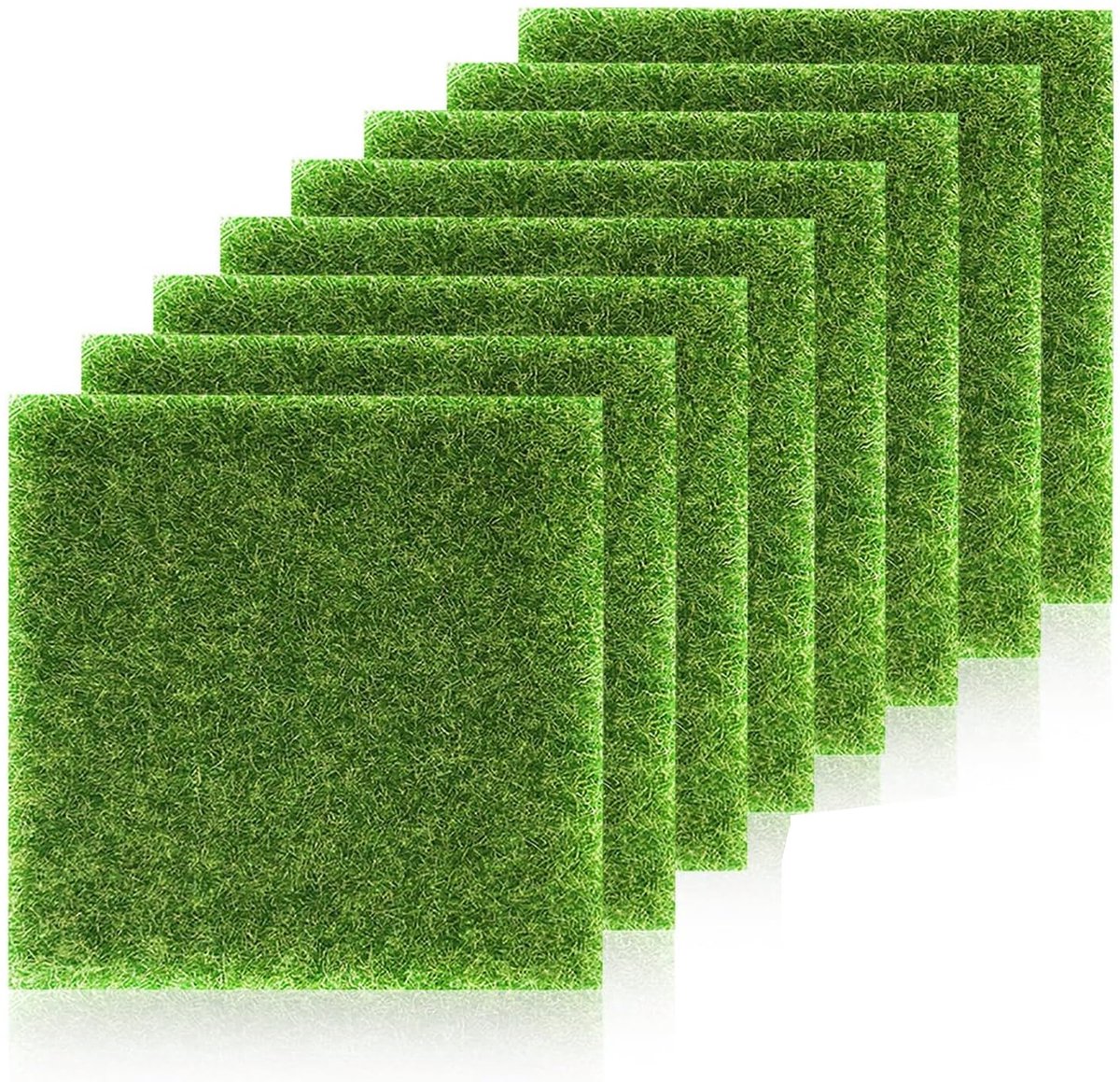Miniatuurtuin Decoratieset met 8 Stukken Kunstgras 15x15 cm
