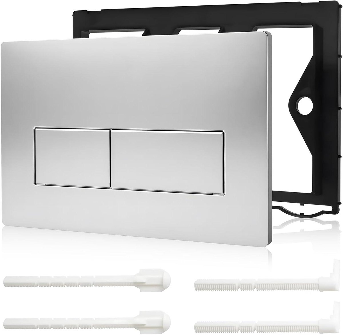 WC bedieningsplaat - Spoelknop toilet - Toiletrenovatie - Brede compatibiliteit - 15 x 10 x 3 cm - Matzilver