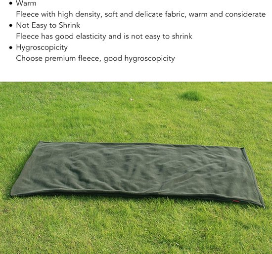 Fleece Slaapzak - Deken Slaapzak - Kamperen en Reizen - Hoge Dichtheid Fleece - 180x150cm - Groen — afbeelding 4