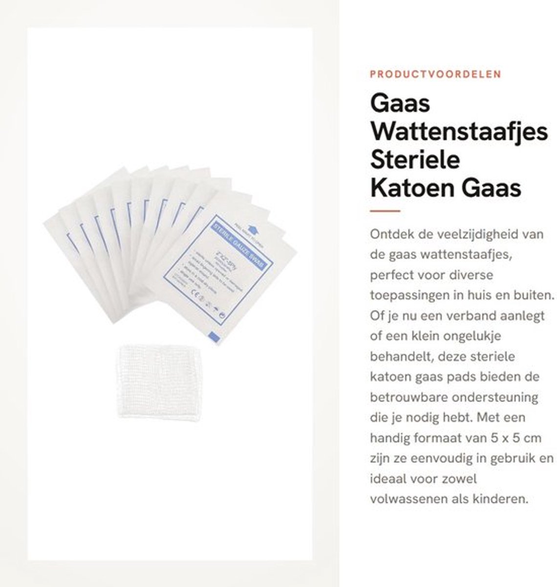 Gaas Pads Steriel - 30 Stuks - 5Cm x 5Cm - Niet Geweven Katoen - Verband Rollen - Huishoudelijke Benodigdheden - Gaasverband