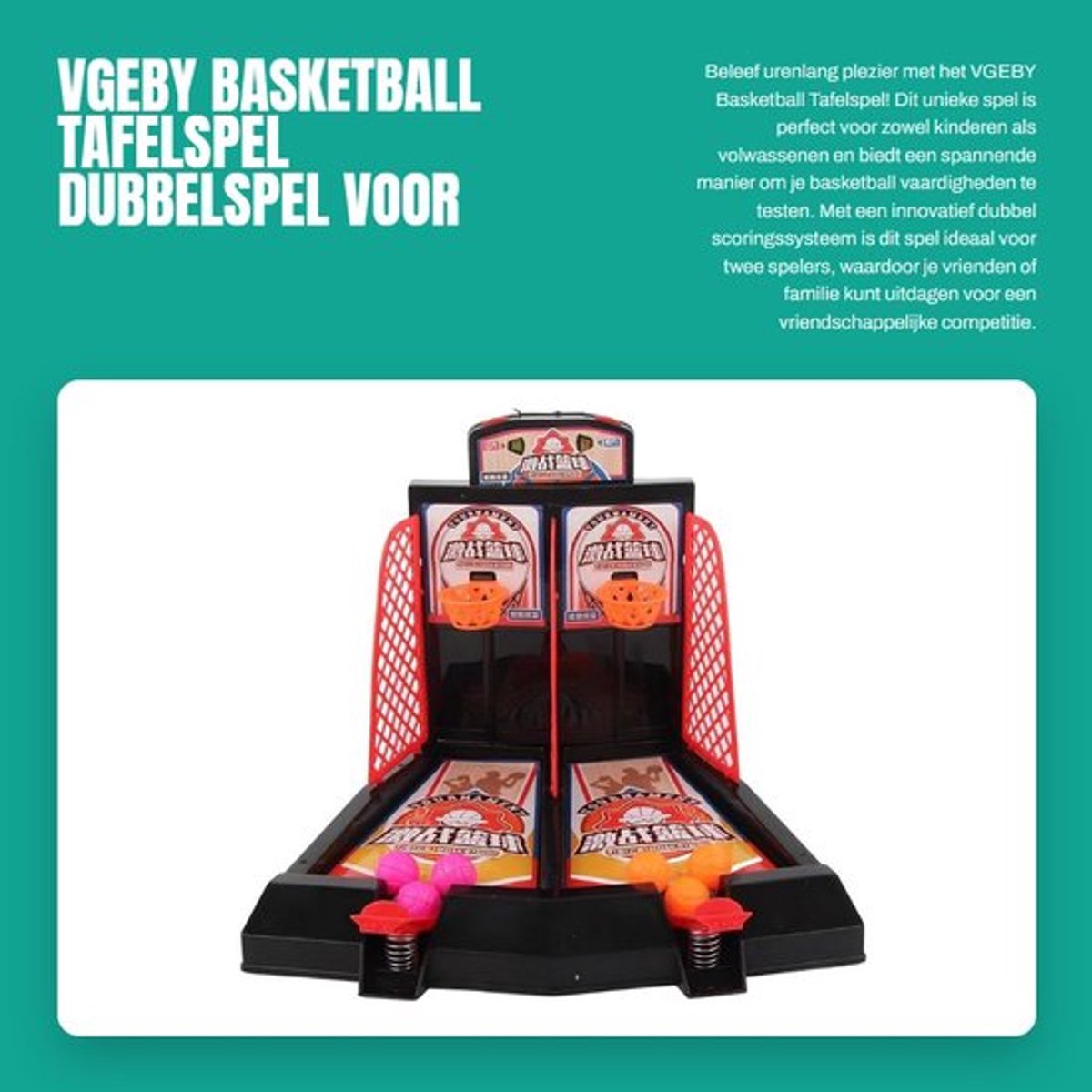 Basketbal Speelgoed Dubbel Persoon - Tafelspel - Kinderen/Volwassenen - Hoogwaardige Materialen - Stressverlichting - Leuk Spel - Tafelbasketbal