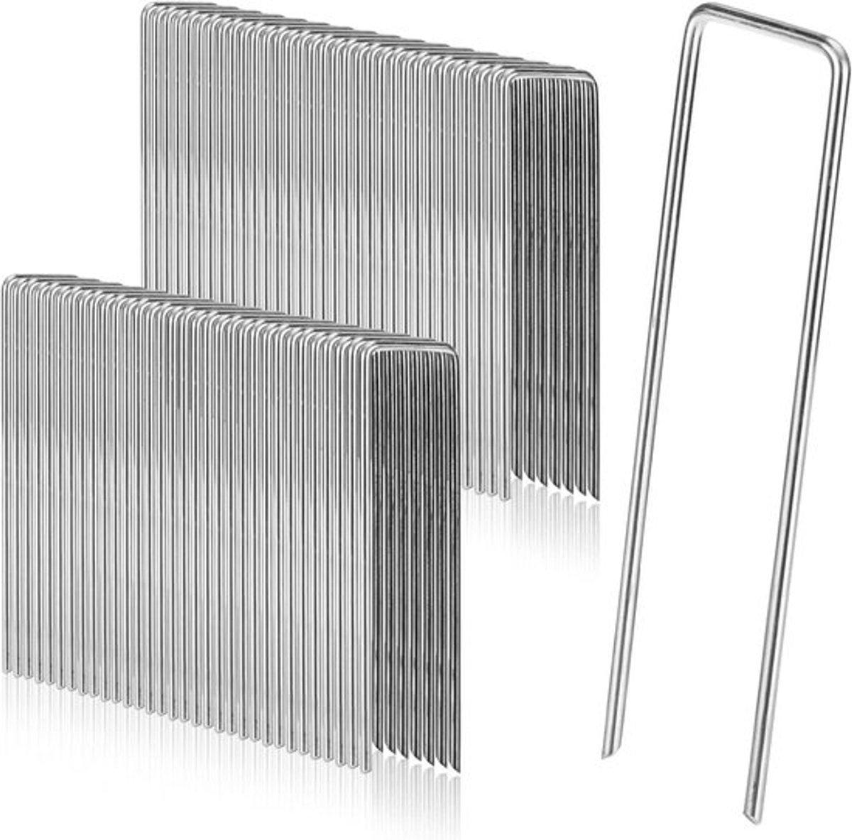Grondankers 50 Stuks - Roestvrij Staal - Gegalvaniseerd - Camping Haringen - Bevestigingshaken - 200 mm Lang - 40 mm Breed - Tuinnagels