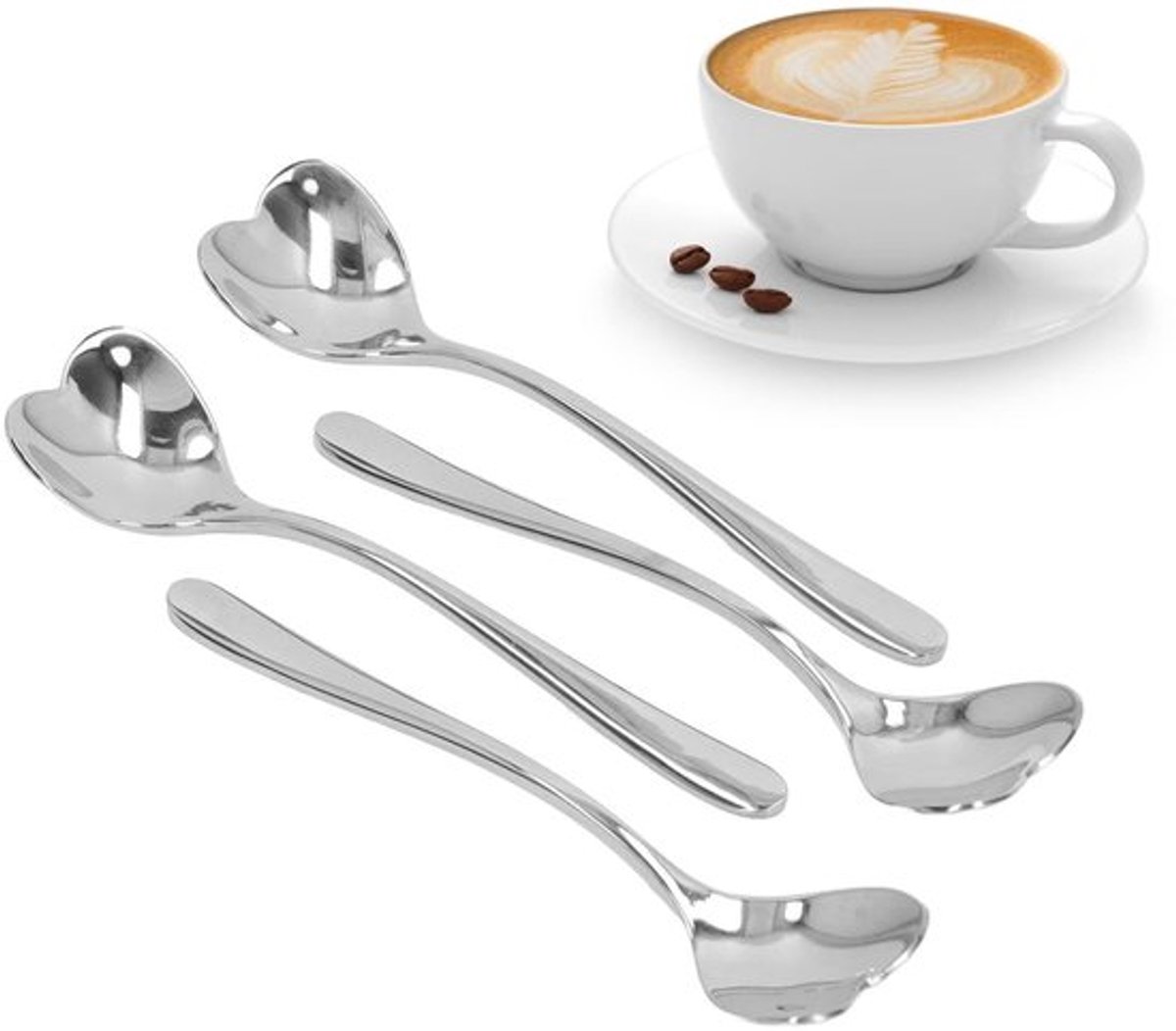 Theelepels 4 Stuks - Roestvrijstalen Koffielepels - Ergonomisch Handvat - Duurzaam - Comfortabel - Voor Drankjes - Koffielepel