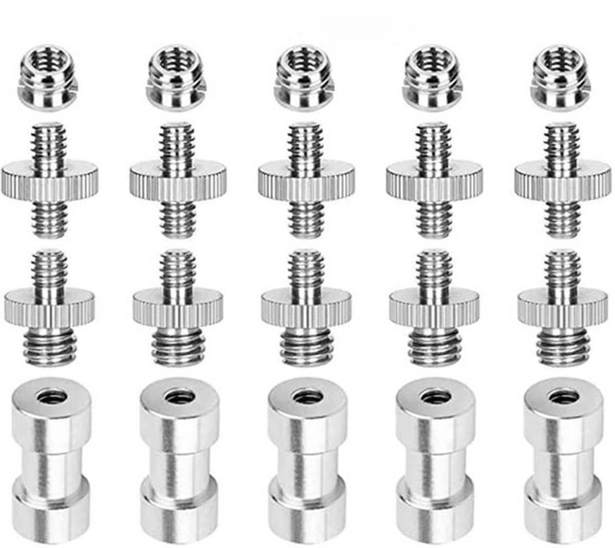 Statief adapter - Camera schroefdraad adapter - Zilver - Schroeven voor camera statief - Geschikt voor monopod en light stand - 20 stuks