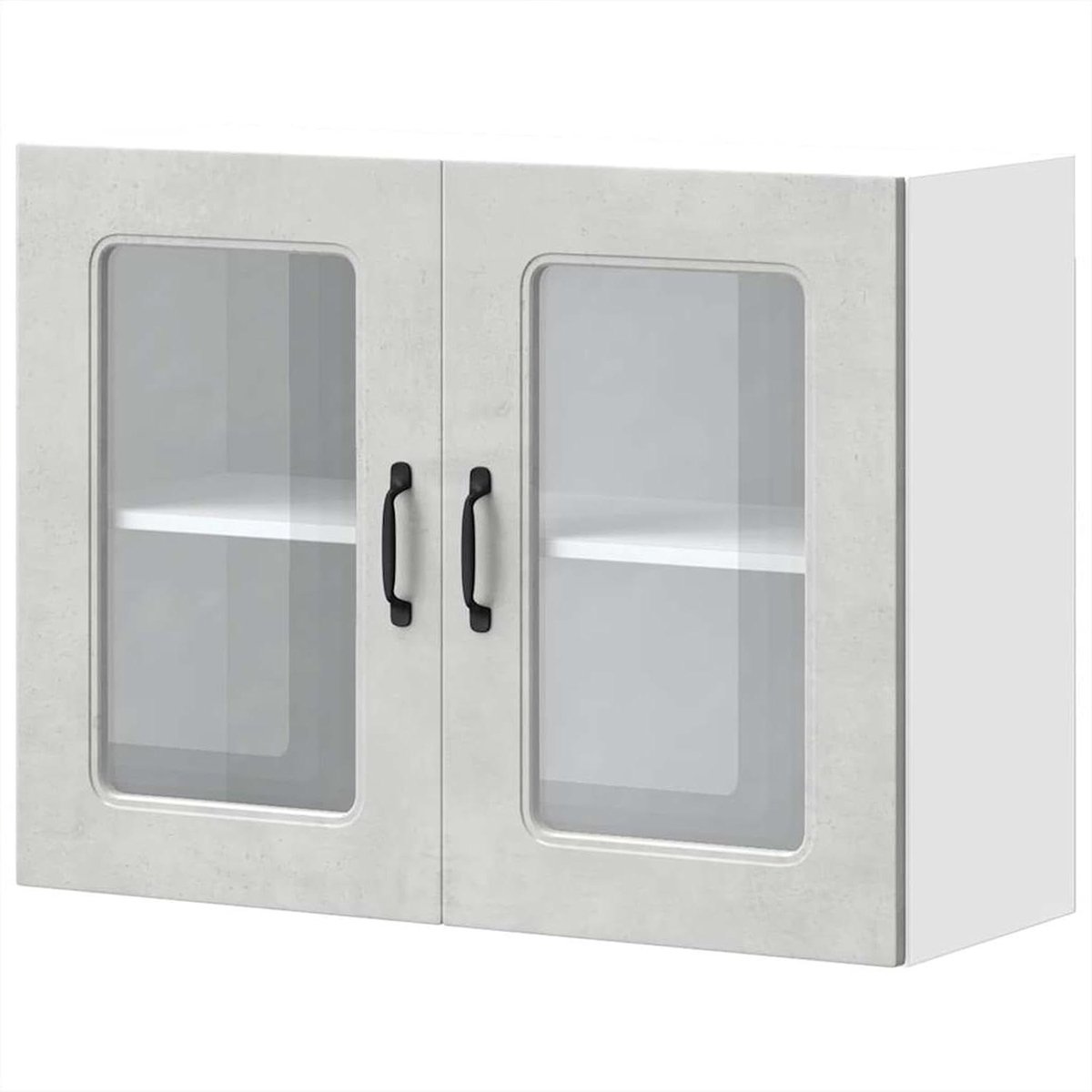 Keukenkast met glazen deur - Wandkast bovenkast - Keuken opbergen - Gladde reiniging - 80 x 31 x 60 cm