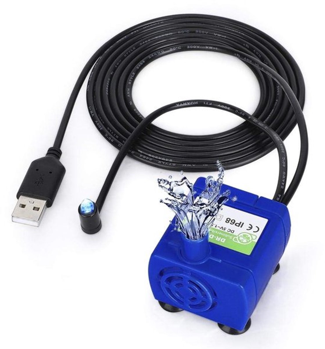 Vervangende Fonteinpomp - Compatibele Fonteinpompmotor - Led-verlichting - Blauw - Dierenfontein - Vers water - Geschikt voor katten