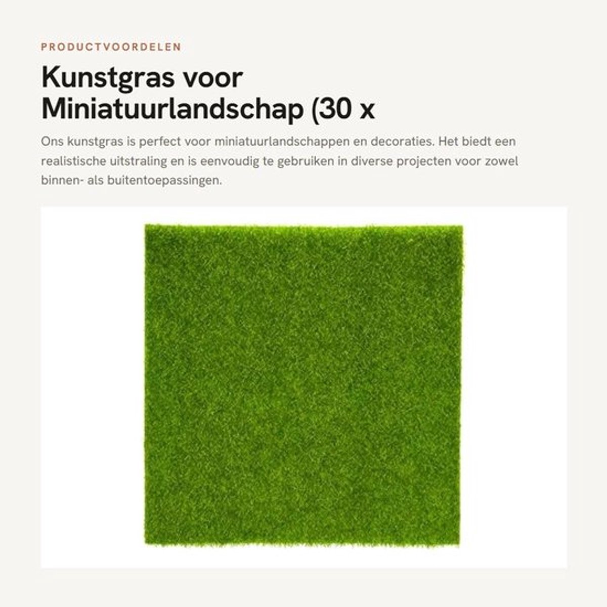 Kunstgras 30x30cm - Kunstgras voor Buiten - Kunstgras voor Balkon - Kunstgras voor Mini Tuinieren - Kunstgras voor Poppenhuis - Milieuvriendelijk Materiaal - Grasmat