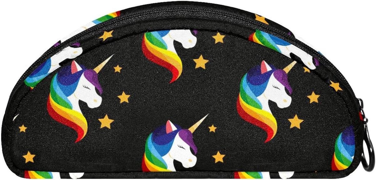 Etui Halve Cirkel - Pennenzak Pouch - Bureau Organisatie - Creatief Ontwerp - 19.5x4x8.8cm - Zwart