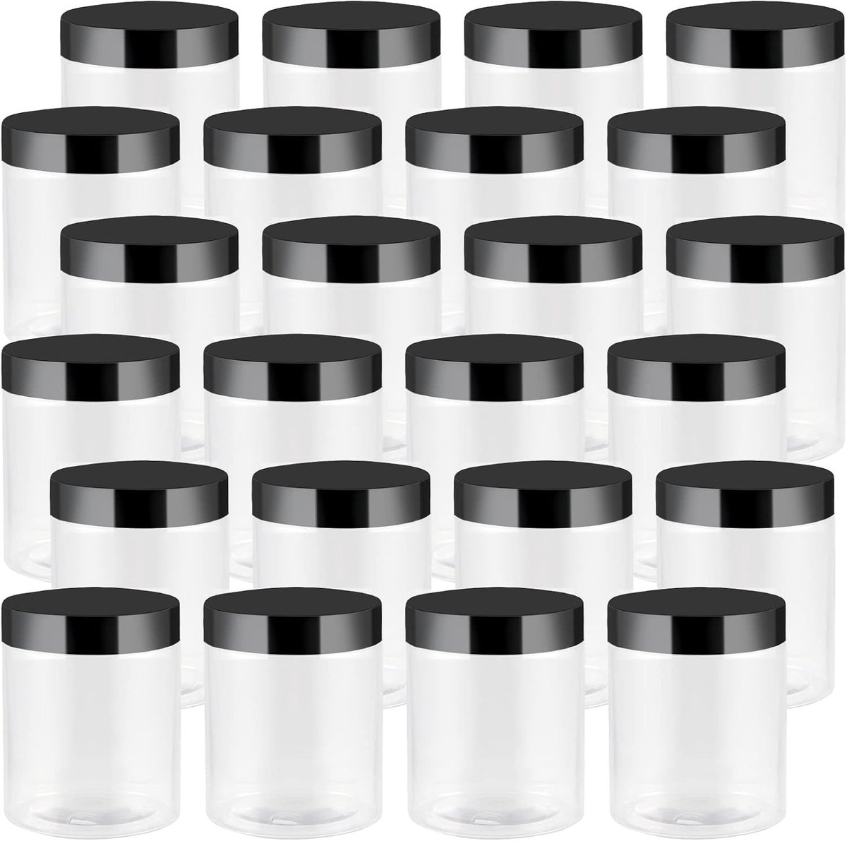 24 Stuks 250ml Doorzichtige Plastic Potjes met Deksel, BPA Vrije Lege Opbergpotjes voor Slijm, Specerijen en Knutselmateriaal