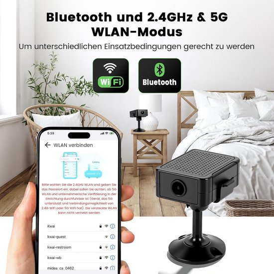 Mini Beveiligingscamera - HD Wifi Camera - Binnenhuis Bewaking - Automatisch Nachtzicht - 1080p Resolutie - Basis Editie — afbeelding 3