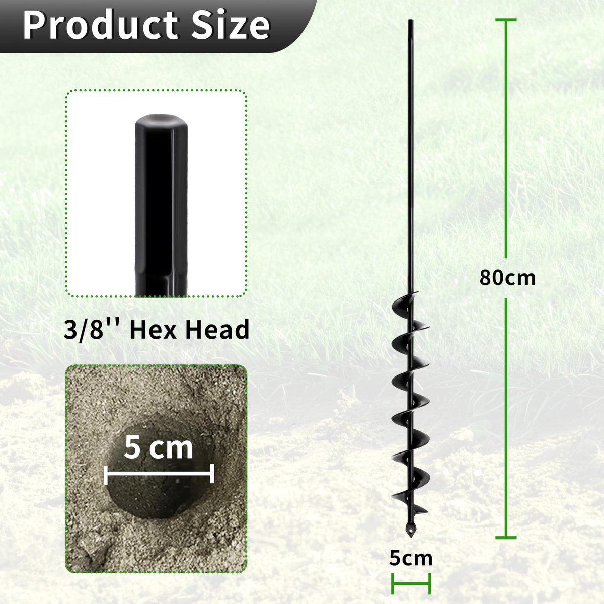 Spiraalboor 5 x 82 cm - bodemboor voor boormachine - ideaal voor tuinslakken en plantenbakken - ShopVlot
