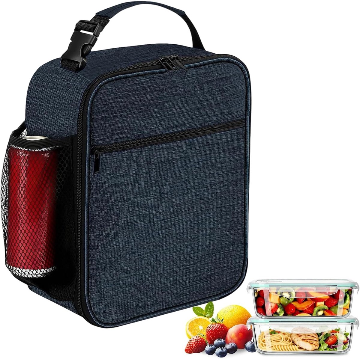 Herbruikbare lunchtas voor heren, ideaal voor kantoor, school, picknick en kamperen, blauw en praktisch