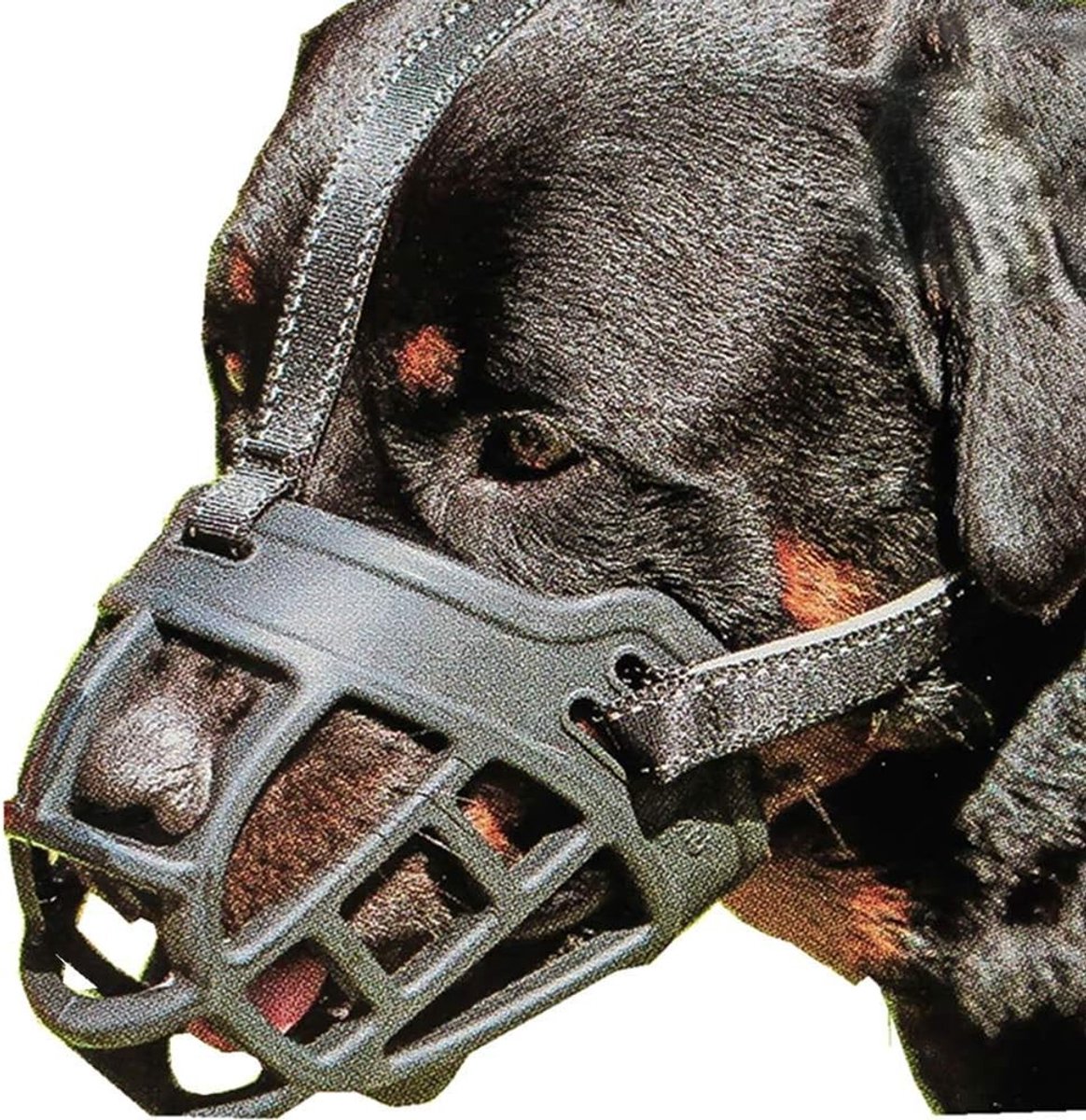 Verstelbare hondenmuilkorf tegen bijten, kauwen en blaffen voor kleine, middelgrote en grote honden, maat 5, zwart