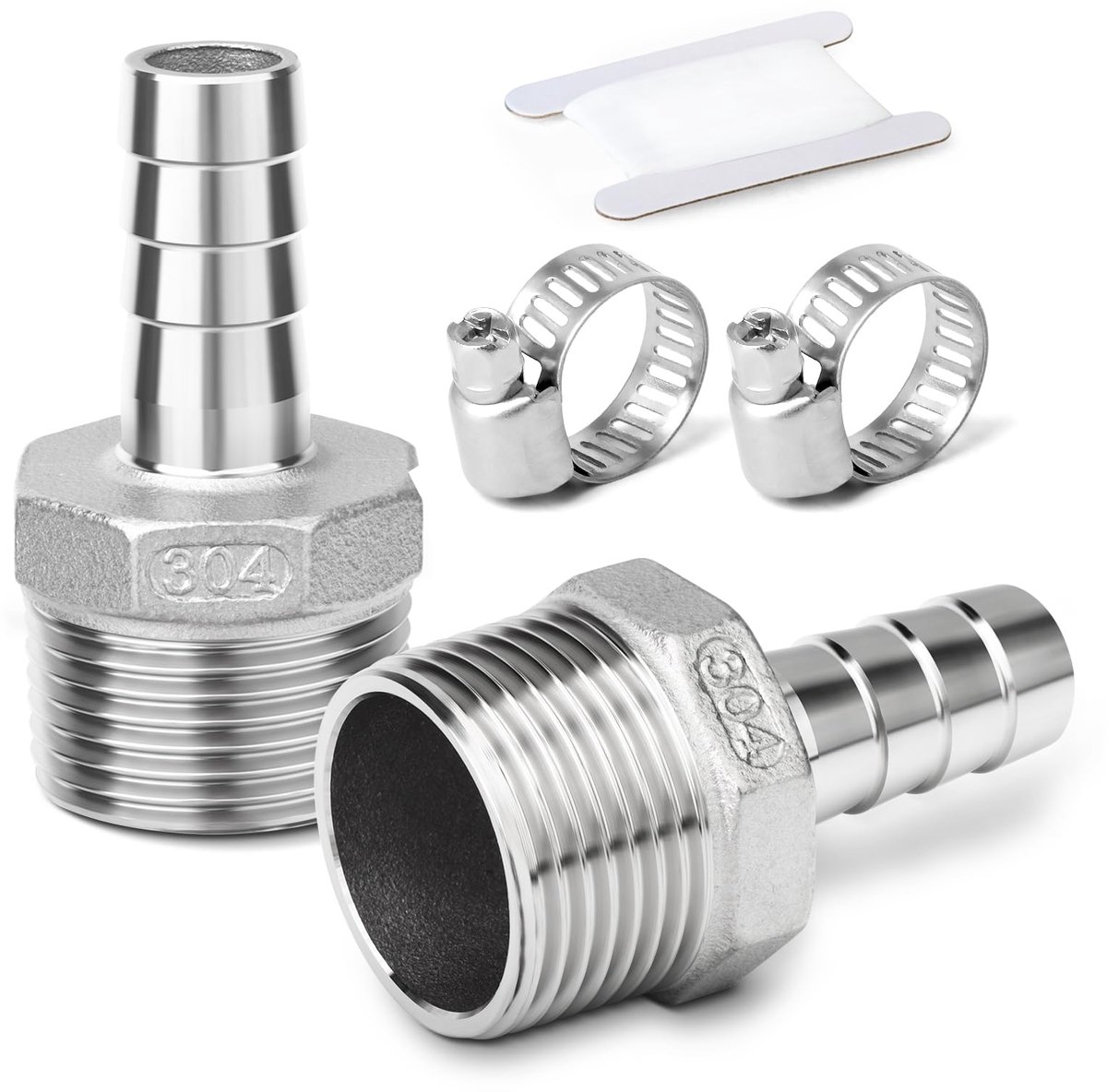 Slangtule koppelingen 8 mm naar 1" BSP - roestvrijstaal - industriële knelkoppeling - ideaal voor water en lucht - ShopVlot