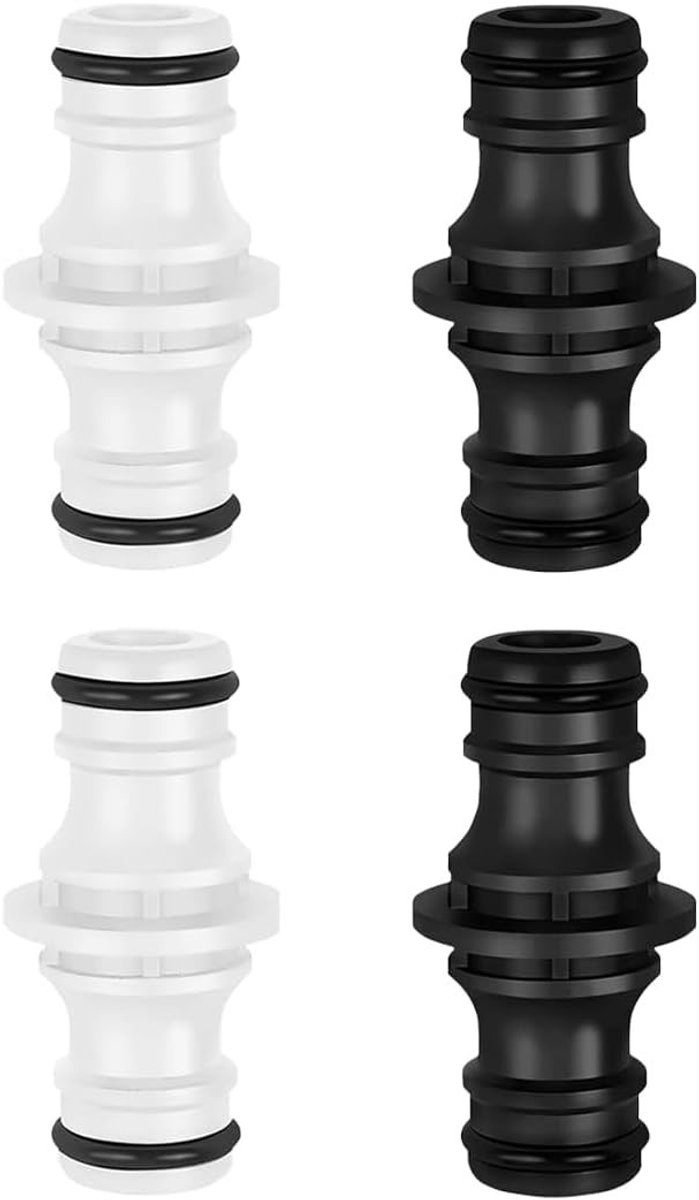 Set van 4 lekvrije slangverbinders voor irrigatie, 1/2 inch verlenging, dubbelzijdige koppeling en tuinaccessoires