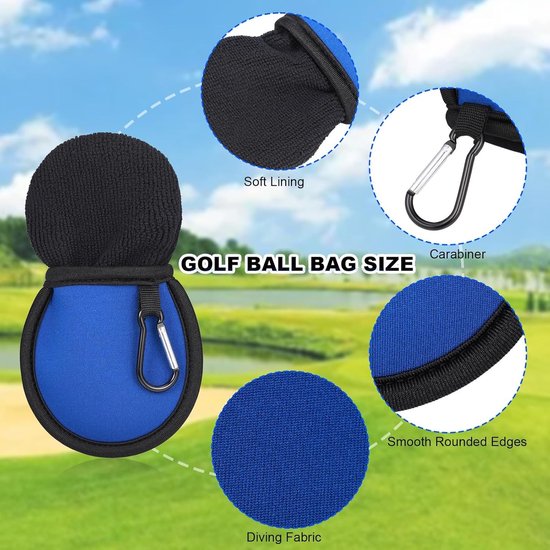Compacte Waterdichte Golfbal Schoonmaakzak met Clips, Dubbel Laags Ontwerp, Ideaal voor Golfaccessoires en Cadeaus voor Mannen, Verkrijgbaar in 4 Kleuren — afbeelding 3