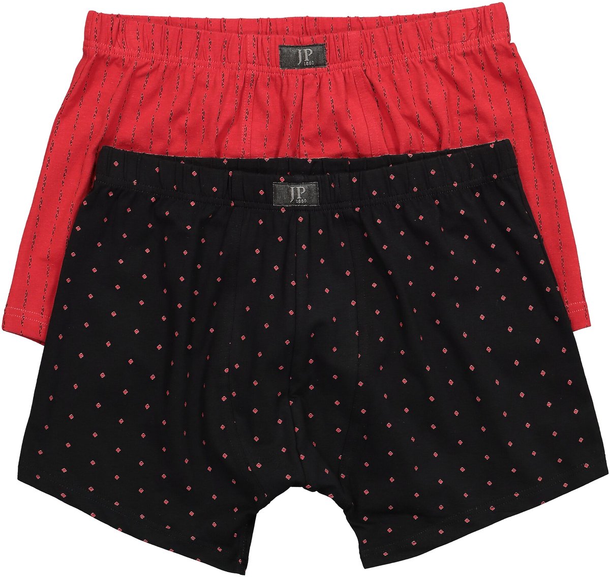 JP 1880 - Heren - Midpants FLEXNAMIC® loungewear OEKO-TEX set van 2 onderbroek - Fluweelrood - Maat 5XL