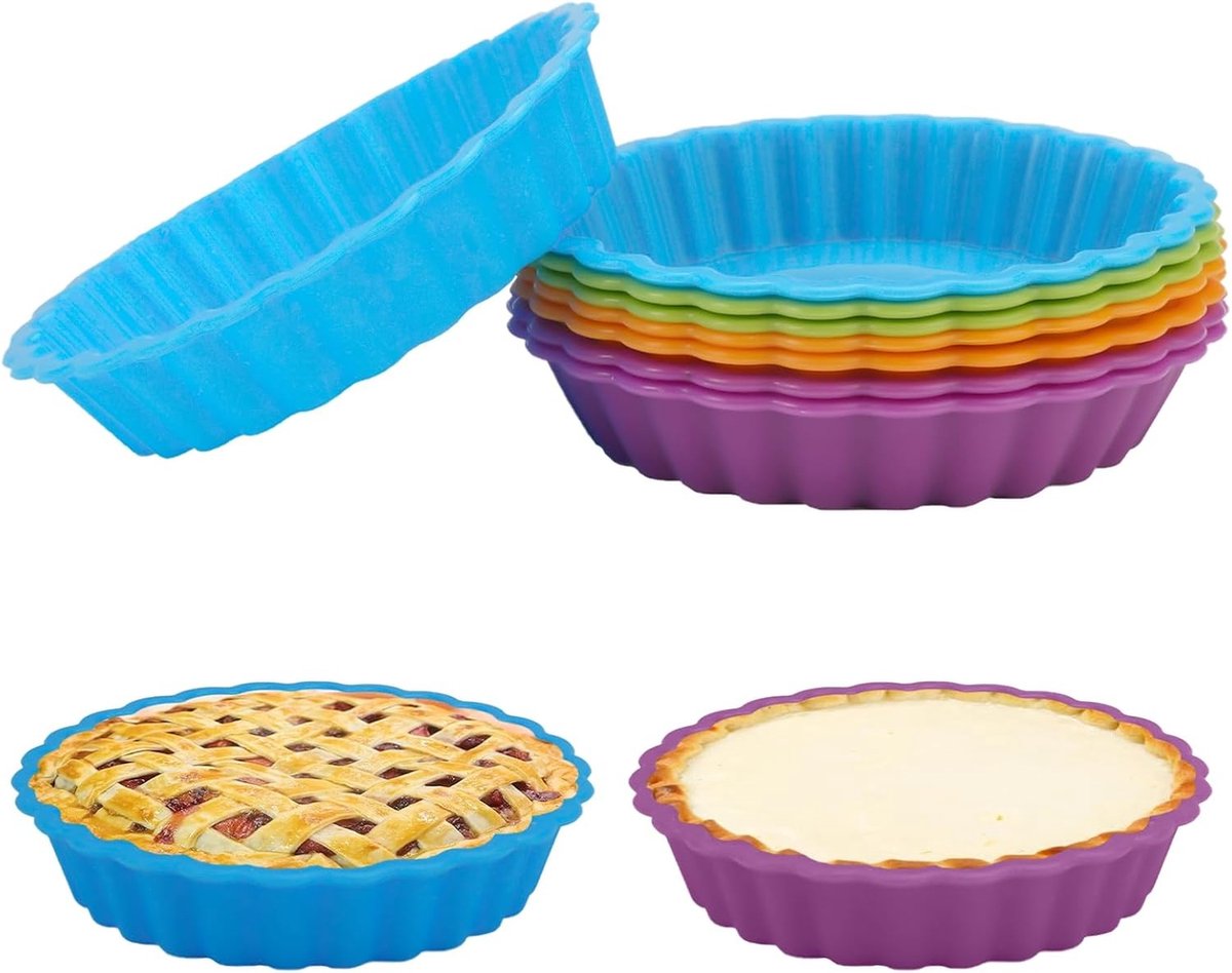 Set van 8 Siliconen Cakevormen, 4.3 Inch Rond, Antiaanbaklaag, Ideaal voor Taarten en Desserts