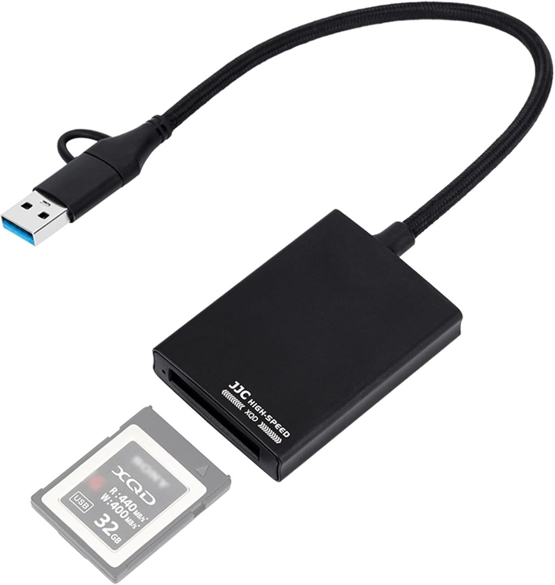 USB 3.0 XQD Kaartlezer - Externe Geheugenkaart Lezer voor XQD-G/M Series, 5Gbps Overdrachtssnelheid, USB C en USB A Compatibel