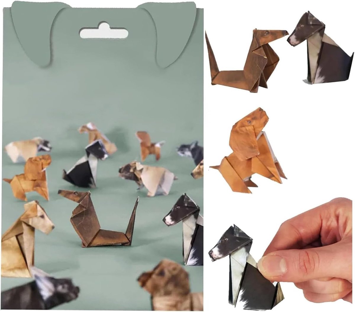 DIY Origami Papier Kit met 50 Vellen voor 3D Honden Origami, Creatieve Handwerkset voor Dieren Decoratie