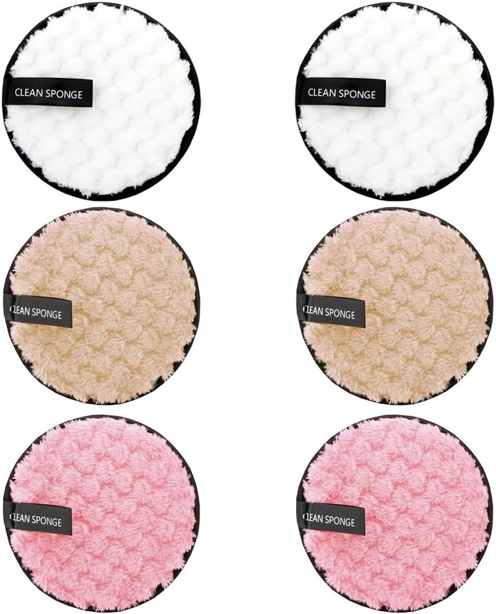 Herbruikbare, Wasbare, Lintvrije Make-up Verwijder Pads voor Gezicht, Ogen en Lichaam - 4,7 Inch, 6 Stuks