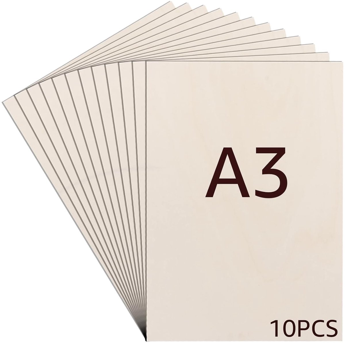 10 Stuks Birkenspelplaat A3, Houten Plaat 420 x 300 x 4mm, Ambachtelijk Hout voor Lasergraveren, Modelbouw en DIY Projecten