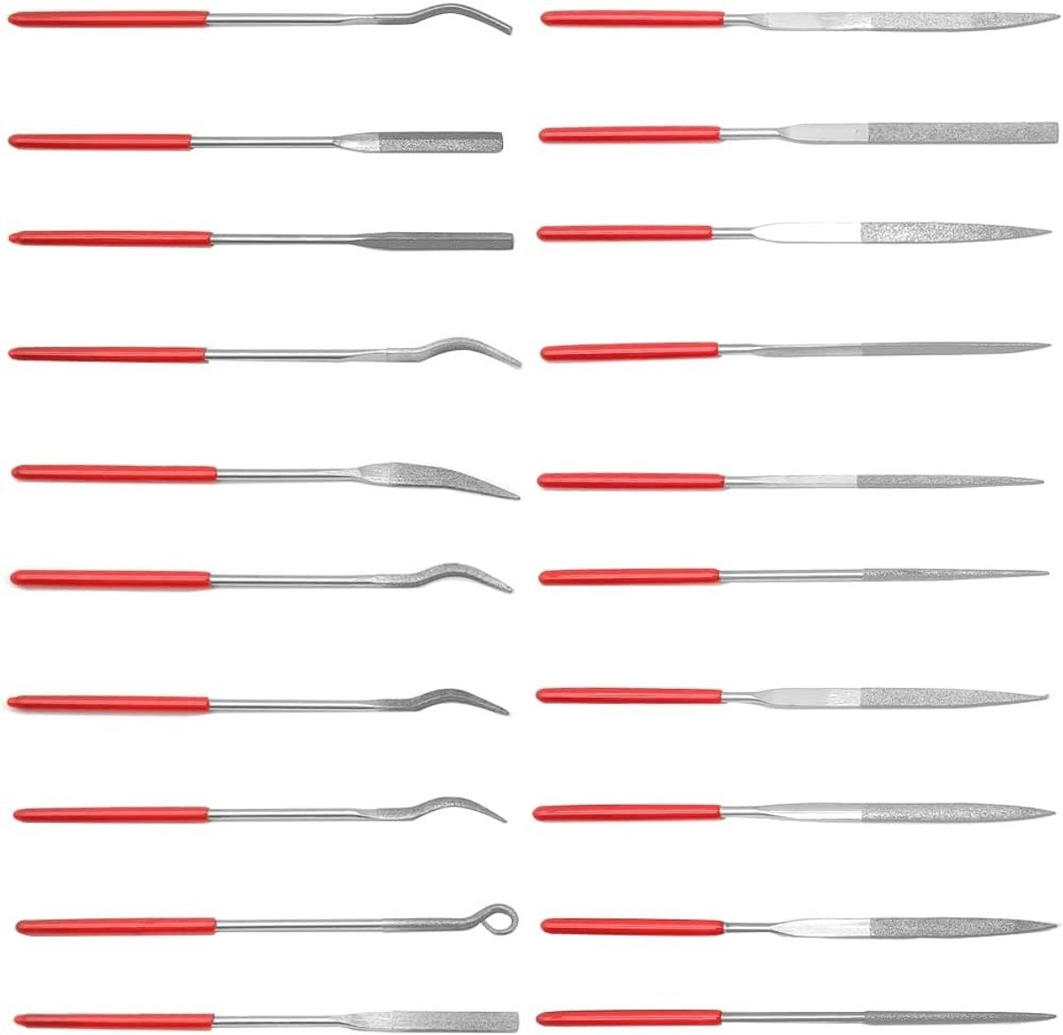 Set van 20 Mini Diamant Vijlenset, 3 x 140 mm, Precisie Vijlen voor Schuren, Polijsten en Graveren van Metaal, Glas en Steen