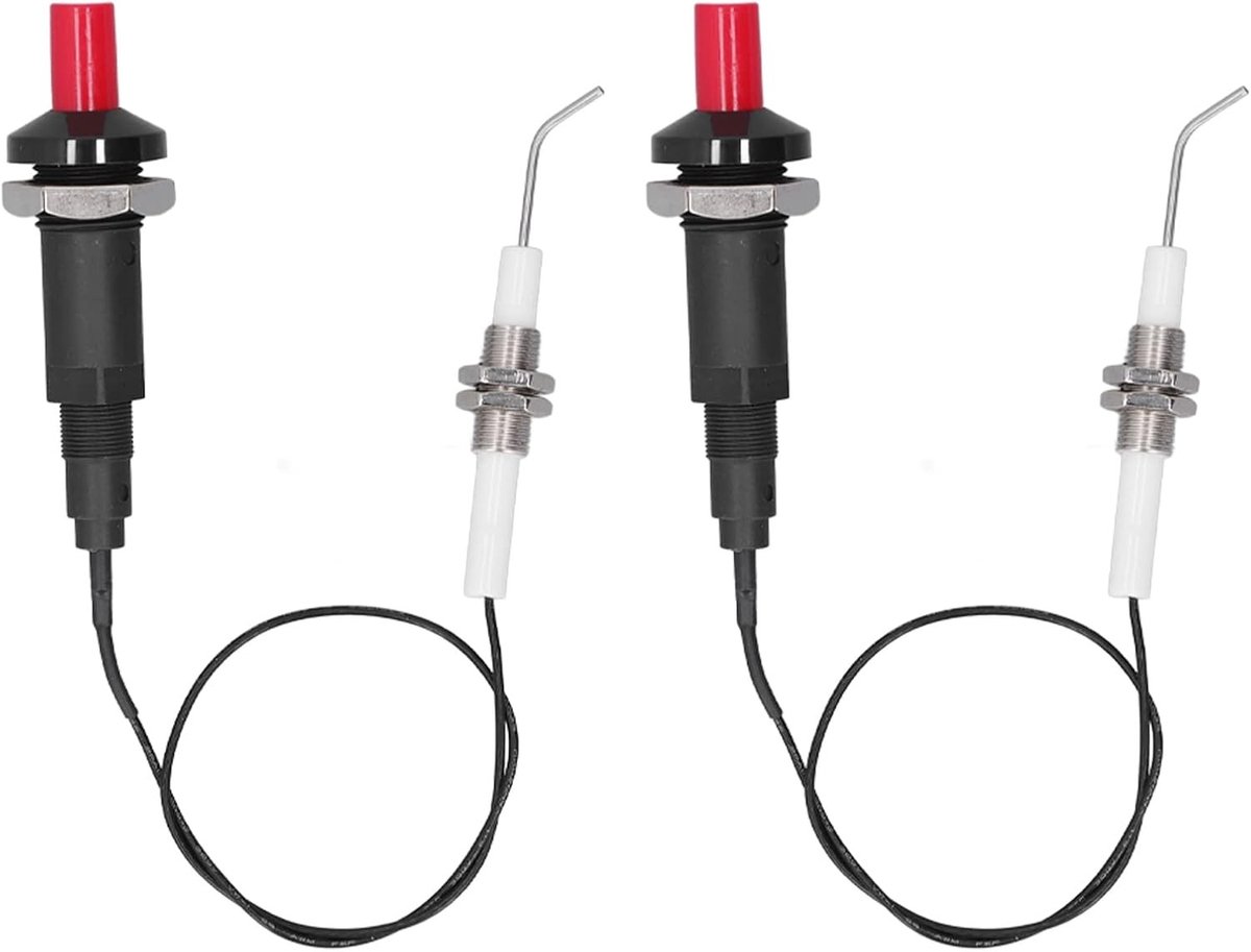 2 Stuks Piezo Ontsteking voor Gasgrill, Kachel en Openhaard met Draad en Aansluitbare Elektrode van 30CM